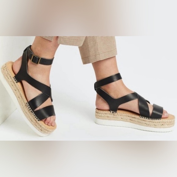 Soludos Black leather Olympia Espadrille Sandal! Size women’s 9!🔥NEW IN BOX